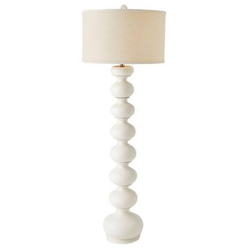 Elegant White Ceramic Stacked Orbs Floor Lamp 60 in Curvy Modern Minimalist