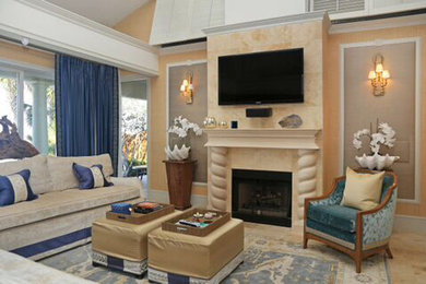 Example of a beach style living room design in San Diego