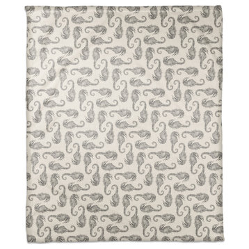Watercolor Seahorse 50x60 Throw Blanket, Gray