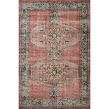 Loloi II Heidi HEI05 Spice and Aqua Area Rug, 7'6"x7'6" Round