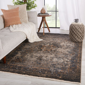 Vibe by Jaipur Living Enyo Medallion Area Rug, Taupe/Dark Blue, 8'x10'6"