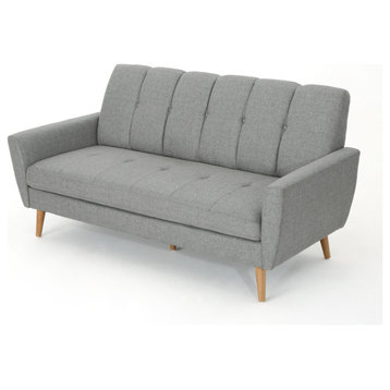 GDF Studio Angelica Mid-Century Modern Fabric Tufted Sofa, Gray