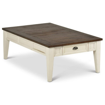 Bowery Hill Storage Coffee Table in Dark Oak and White