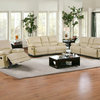 Three Piece Indoor Beige Faux Leather Five Person Seating Set