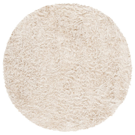 Safavieh Faux Sheep Skin Fss235K Solid Color, Shag Rug, Beige, 6'x6'