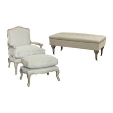 3-Piece Rodney Living Room Seating Set, Material: Fabric, Linen