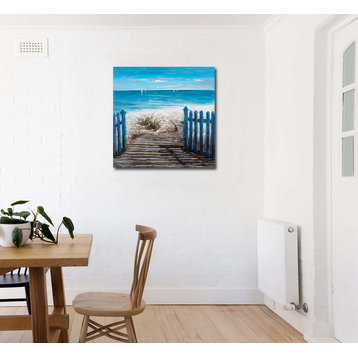 "A Hot Summer Day" Oil Painting prints on wrapped canvas, Beach Art, 40"x40"