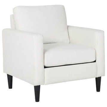 Wendy Contemporary Arm Chair, Black Wood/Cream Fabric