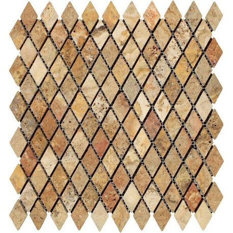 Scabos Travertine Diamond Mosaic, 1 X 2 Tumbled