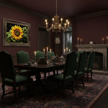 A Moment of Gold Digital Floral Art Dark Academia Style Artwork