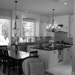 French Style Kitchen With Wood Blinds - Window Blinds
