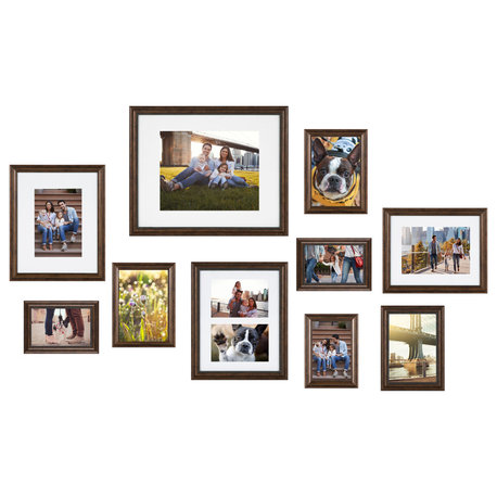 Traditional Wall Picture Frame Set, Bronze 10 Piece