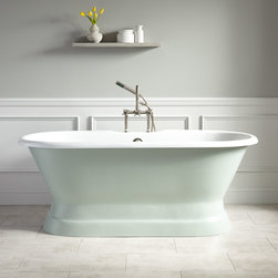 66" HENLEY CAST IRON DOUBLE-ENDED PEDESTAL TUB - 7" RIM HOLES - SAGE GREEN - Bathtubs