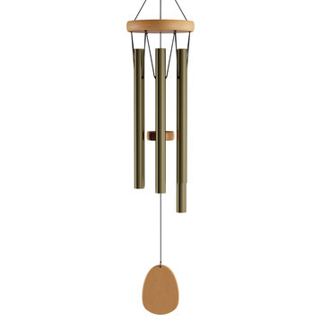 Metal and Wood Wind Chime- 28-Inch Tuned Metal Wind Chimes with Gold Finish