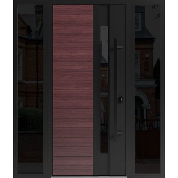 Exterior Prehung Door Ronex 02 Red Oak 2 Side Exterior WindowsLeft Hand