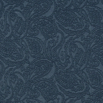 Blue Traditional Paisley Woven Matelasse Upholstery Grade Fabric By The Yard