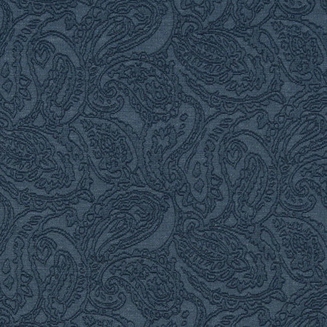 Blue Traditional Paisley Woven Matelasse Upholstery Grade Fabric By The Yard