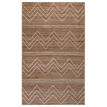 5' x 8' Troyes Natural and Ivory Chevron Braided Area Rug