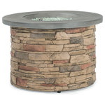 Sego Lily - Sego Lily Sage Round Stone Fire Table, 35"x35" - The Sage Fire Table's dazzling flames provide warmth and ambiance for your outdoor seating area. Sitting atop a round, fiberglass stone base, the table's top is made from glass-fiber-reinforced concrete that provides plenty of space for entertaining. At a perfect height for sitting or standing, it'll be a centerpiece in your outdoor space for years to come.