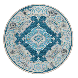 Indoor/Outdoor Marbella MB1 Grey Machine Washable 10' x 10' Round Rug ...