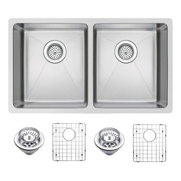 31" X 18" 50/50 Double Bowl Stainless Steel Undermount Kitchen Sink
