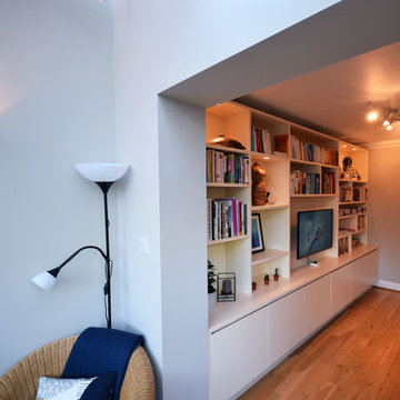 Modern Asymmetric Shelving Media & Display Unit - Hampton, London.