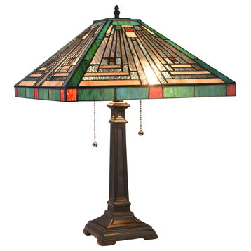 Innes Tiffany-Style Blackish Bronze 2 Light Table Lamp 16" Shade