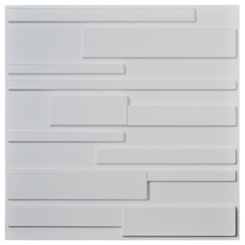 19.7"x19.7" PVC Decorative 3D Wall Panels Brick Wall Panels,  Set of 12, 1-White