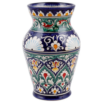 Novica Handmade Rishtan Heritage Glazed Ceramic Vase