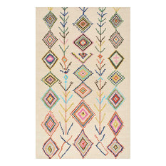 Hand-Tufted Bohemian Moroccan Diamond Rug, Ivory, 3'x5'