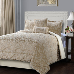 Chloe 5 Piece Comforter Set, Queen, Neutral - Products