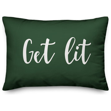 Get Lit, Dark Green 14x20 Lumbar Pillow