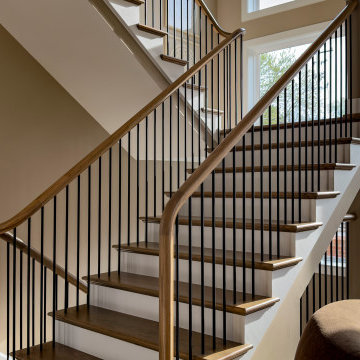 Project #153 | Sophisticated Red Oak Stair with Metal Balusters