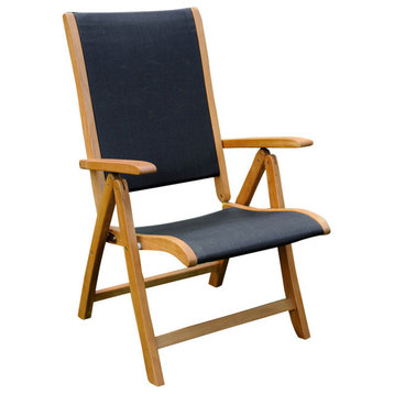 Segovia Yellow Balau Wood Outdoor 5-Position Folding Armchairs, Dark Honey