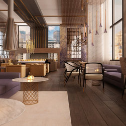 Elegant Modern Lounge Design - Wall Accents