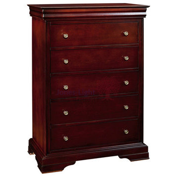 New Classic Versaille 5 Drawer Lift Top Chest, Bordeaux Finish