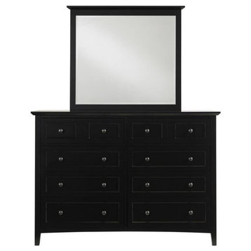 Pantego Shaker Dresser & Mirror in Black Mahogany