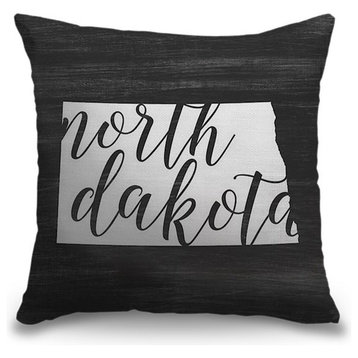 "Home State Typography - North Dakota" Outdoor Pillow 16"x16"