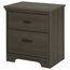 Modern Versa Night Stand With 2-Drawer And Metal Handles, Gray Maple