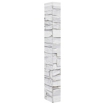 Faux Stone Wall Panel - ALPINE, Stone White, 48" Exterior Corner