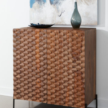 Atwood Exotic Solid Sheesham Wood 2 Door Bar Cabinet