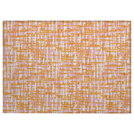 Machine Washable Indoor/Outdoor Chantille ACN1060 Orange 1'8" x 2'6" Rug