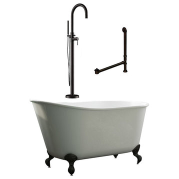54" Swedish Bathtub with Complete Modern Freestanding Plumbing Package- "Gentry", Oil Rubbed Bronze