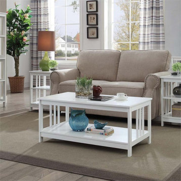 Convenience Concepts Mission Coffee Table in White Wood Finish