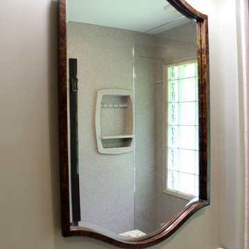Small Bathroom Remodel with Cultured Marble Shower, Granite Countertops,