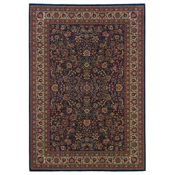 Aiden Traditional Vintage Inspired Blue/Red Rug, 4' x 5'9"
