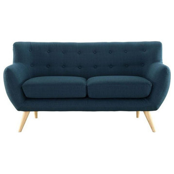 Wiley Upholstered Fabric Loveseat, Azure
