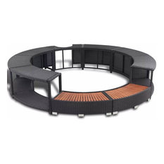 vidaXL Poly Rattan Spa Surround Pool, Black