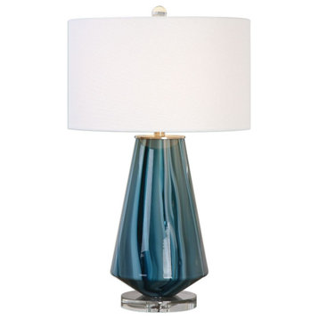 Uttermost Pescara TealGray Glass Lamp