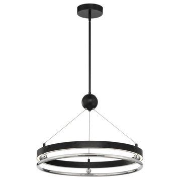 Grande Illusion LED Pendant, Coal With Polished Nickel Highlights